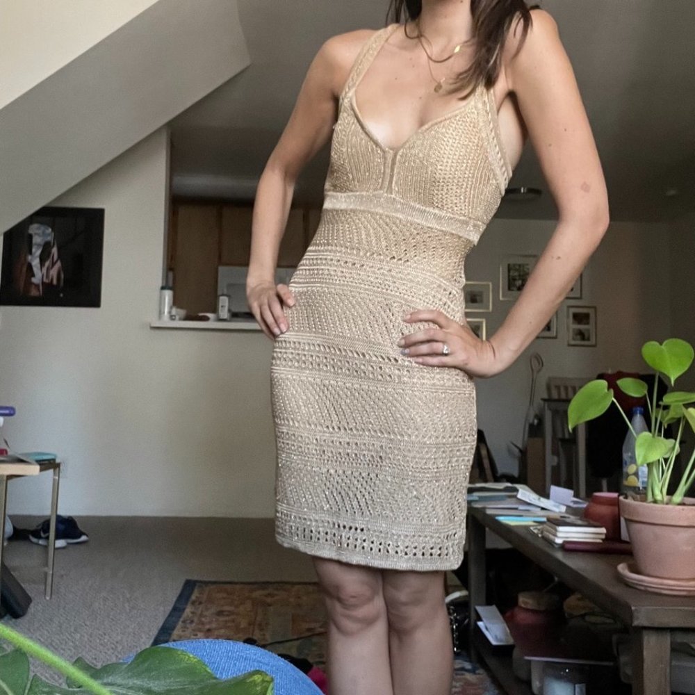 Vintage Guess Gold Crochet Dress